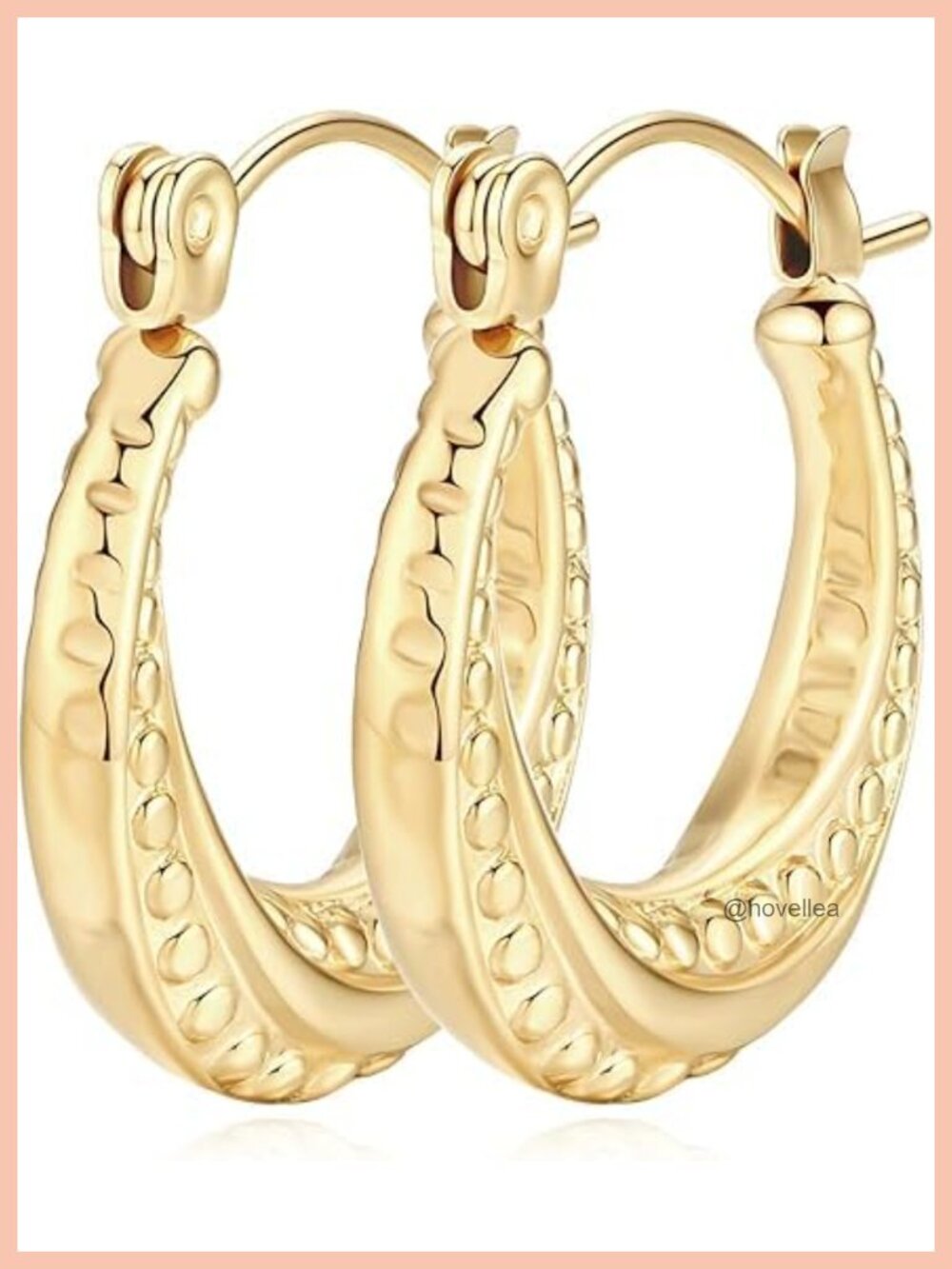 14K Gold Plated Hoop Earrings Unique Twist Design Hypoallergenic Lightweight